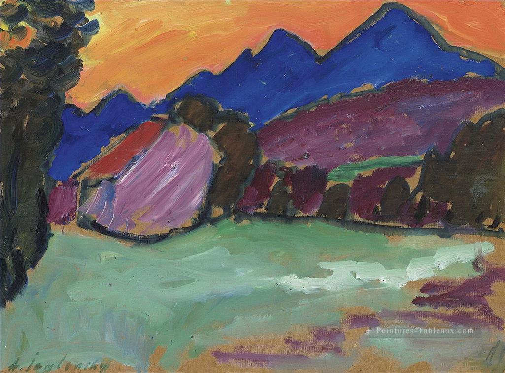 roter abend blaue berge 1910 Alexej von Jawlensky Peintures à l'huile